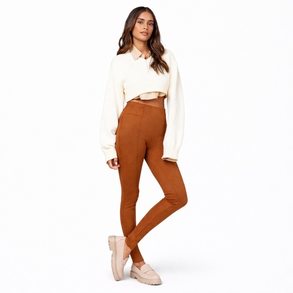 SPANX Pants - NWOT Spanx M Faux Suede Highwaist Leggings 0339 Rich Caramel medium brown